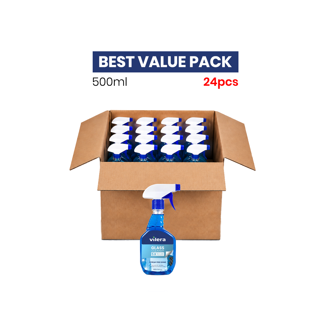 Vilera — Glass Cleaner 500ml CTN 24PCS | Streak-Free Glass & Surface Cleaner
