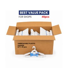 Vilera — Unbreakable Plastic Hanger Pack of 6 | Durable Clothes Hangers CTN 40PCS